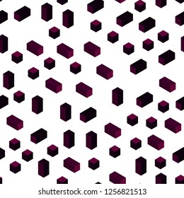 Dark Purple vector seamless, isometric pattern in square style. Beautiful illustration with rectangles and squares. Design for textile, fabric, wallpapers.