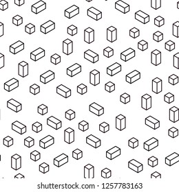Dark Purple vector seamless, isometric pattern in square style. Beautiful illustration with rectangles and squares. Pattern for trendy fabric, wallpapers.