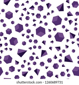 Dark Purple vector seamless, isometric cover with triangles, rectangles. Decorative design in abstract style with lines, cubes. Texture for window blinds, curtains.