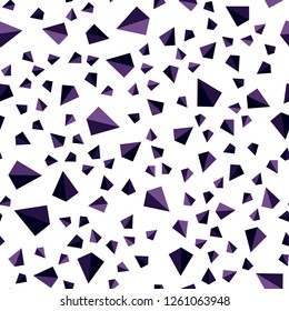 Dark Purple vector seamless, isometric background with triangles. Illustration with set of colorful triangles. Pattern for trendy fabric, wallpapers.