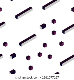 Dark Purple vector seamless, isometric backdrop with rhombus. Abstract gradient illustration with rectangles. Texture for window blinds, curtains.