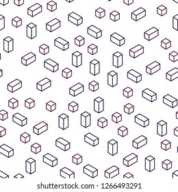 Dark Purple vector seamless, isometric template with rhombus. Decorative design in abstract style with rectangles. Pattern for trendy fabric, wallpapers.