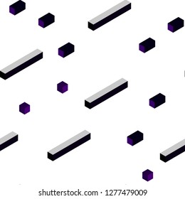Dark Purple vector seamless, isometric pattern in square style. Rectangles on abstract background with colorful gradient. Pattern for design of fabric, wallpapers.