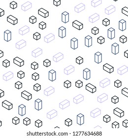 Dark Purple vector seamless, isometric layout with lines, rectangles. Decorative design in abstract style with rectangles. Pattern for design of fabric, wallpapers.