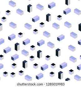 Dark Purple vector seamless, isometric layout with lines, rectangles. Beautiful illustration with rectangles and squares. Pattern for design of fabric, wallpapers.