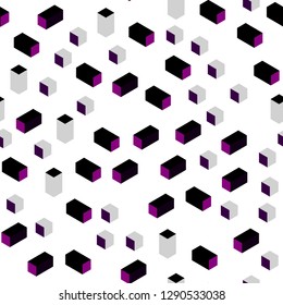 Dark Purple vector seamless, isometric texture in rectangular style. Decorative design in abstract style with rectangles. Texture for window blinds, curtains.