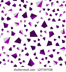 Dark Purple vector seamless, isometric background with triangles. Beautiful illustration with triangles in nature style. Design for textile, fabric, wallpapers.