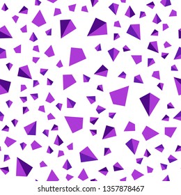 Dark Purple vector seamless, isometric pattern with polygonal style. Modern abstract illustration with colorful triangles. Design for textile, fabric, wallpapers.