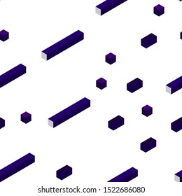 Dark Purple vector seamless, isometric backdrop with rhombus. Glitter abstract illustration with rectangular shapes. Design for textile, fabric, wallpapers.
