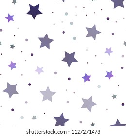 Dark Purple vector seamless layout with bright stars. Decorative shining illustration with stars on abstract template. The pattern can be used for wrapping gifts.