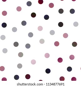 Dark Purple vector seamless layout with circle shapes. Modern abstract illustration with colorful water drops. New design for ad, poster, banner of your website.