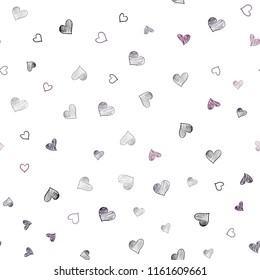 Dark Purple vector seamless layout with sweet hearts. Blurred decorative design in doodle style with hearts. Pattern for carnival, festival romantic leaflets.