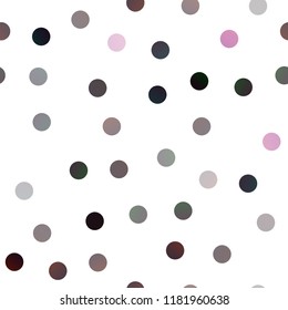 Dark Purple vector seamless layout with circle shapes. Glitter abstract illustration with blurred drops of rain. Completely new template for your brand book.