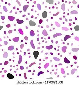 Dark Purple vector seamless layout with circle spots. Blurred bubbles on abstract backdrop with colorful gradient. Design for textile, fabric, wallpapers.