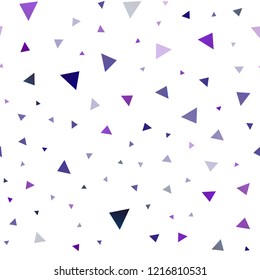Dark Purple vector seamless layout with lines, triangles. Glitter abstract illustration with triangular shapes. Smart design for your business advert.