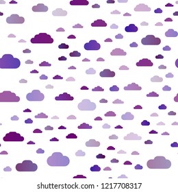 Dark Purple vector seamless layout with cloudscape. Illustration with abstract gradient clouds. Pattern for design of window blinds, curtains.