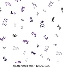 Dark Purple vector seamless layout with discount of 30%. Colorful set of  percentage signs in simple style. Template for season sales, shopping ads.