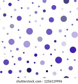 Dark Purple vector seamless layout with circle shapes. Modern abstract illustration with colorful water drops. Template for business cards, websites.