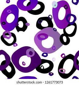 Dark Purple vector seamless layout with circle spots. Abstract illustration with colored bubbles in nature style. Design for textile, fabric, wallpapers.
