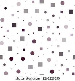 Dark Purple vector seamless layout with circle spots, cubes. Glitter abstract illustration with cubes, circles. Pattern for design of fabric, wallpapers.