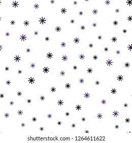 Dark Purple vector seamless layout with bright snowflakes. Colorful decorative design in xmas style with snow. Design for wallpaper, fabric makers.