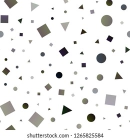 Dark Purple vector seamless layout with circles, lines, rectangles. Glitter abstract illustration with spheres, squares, lines. Pattern for design of window blinds, curtains.