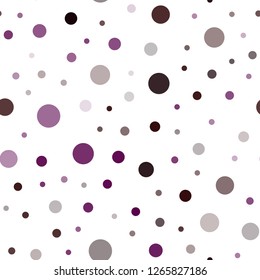 Dark Purple vector seamless layout with circle shapes. Glitter abstract illustration with blurred drops of rain. Design for textile, fabric, wallpapers.
