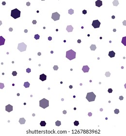 Dark Purple vector seamless layout with hexagonal shapes. Colorful hexagons on white backdrop. Beautiful design for your business advert.