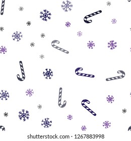 Dark Purple vector seamless layout with christmas sweet desserts.