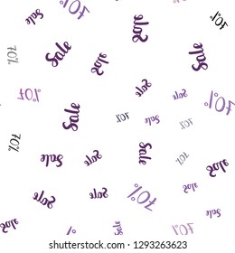 Dark Purple vector seamless layout with discount of 70%. Abstract illustration with colorful gradient symbols of sales. Template for season sales, shopping ads.