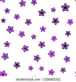 Dark Purple vector seamless layout with bright stars. Modern geometrical abstract illustration with stars. Template for business cards, websites.