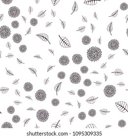 Dark Purple vector seamless natural artwork with leaves and flowers. Colorful illustration in doodle style with leaves, flowers. Pattern for heads of websites and designs.