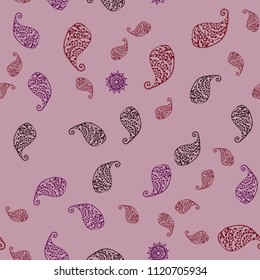 Dark Purple vector seamless natural pattern with leaves and flowers. Creative illustration in blurred style with leaves, flowers. Completely new design for your business.