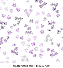 Dark Purple vector seamless natural pattern with leaves. Colorful illustration in doodle style with leaves. Template for business cards, websites.