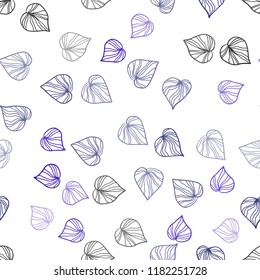 Dark Purple vector seamless natural artwork with leaves. A vague abstract illustration with leaves in doodles style. Trendy design for wallpaper, fabric makers.