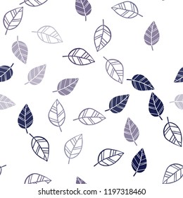 Dark Purple vector seamless natural background with leaves. Decorative illustration with doodles on abstract template. Pattern for design of window blinds, curtains.