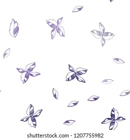 Dark Purple vector seamless natural artwork with leaves. A vague abstract illustration with leaves in doodles style. Design for textile, fabric, wallpapers.