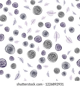 Dark Purple vector seamless natural backdrop with leaves and flowers. An elegant bright illustration with leaves and flowers. Design for textile, fabric, wallpapers.
