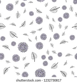 Dark Purple vector seamless natural artwork with leaves, flowers. Colorful illustration in doodle style with leaves, flowers. Pattern for design of window blinds, curtains.