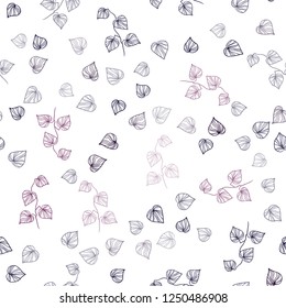 Dark Purple vector seamless natural backdrop with leaves. An elegant bright illustration with leaves in Natural style. Pattern for design of fabric, wallpapers.