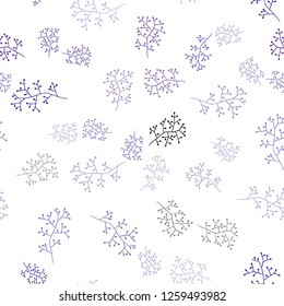 Dark Purple vector seamless natural backdrop with branches. Colorful illustration in doodle style with leaves, branches. Design for textile, fabric, wallpapers.