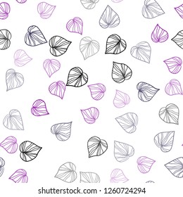 Dark Purple vector seamless natural artwork with leaves. An elegant bright illustration with leaves in Natural style. Design for textile, fabric, wallpapers.