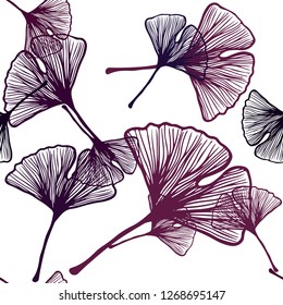 Dark Purple vector seamless natural pattern with leaves. An elegant bright illustration with leaves in Natural style. Pattern for design of fabric, wallpapers.