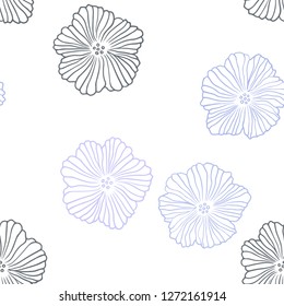 Dark Purple vector seamless natural background with flowers. Illustration with colorful abstract doodle flowers. Design for textile, fabric, wallpapers.