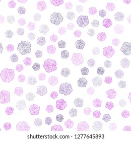 Dark Purple vector seamless natural background with flowers. Modern abstract illustration with flowers. Pattern for design of fabric, wallpapers.
