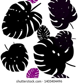 Dark Purple vector seamless natural background with leaves. Shining colored illustration with leaves in doodle style. Texture for window blinds, curtains.