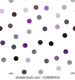 Dark Purple vector seamless pattern with spheres. Modern abstract illustration with colorful water drops. Beautiful design for your business natural advert.