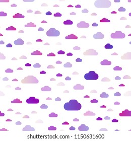 Dark Purple vector seamless pattern with clouds. Colorful illustration consisted of abstract clouds. Pattern for design of window blinds, curtains.