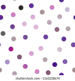 Dark Purple vector seamless pattern with spheres. Glitter abstract illustration with blurred drops of rain. Beautiful design for your business natural advert.