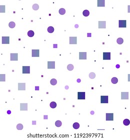 Dark Purple vector seamless pattern with spheres, squares. Colorful illustration with circles, squares in nature style. Pattern for design of fabric, wallpapers.